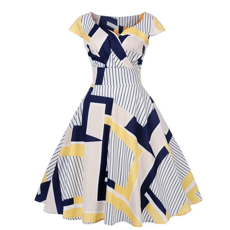 

Hot Selling Europe And America fu gu qun Hepburn Wind S50 Waist Hugging Big Skirt Dress