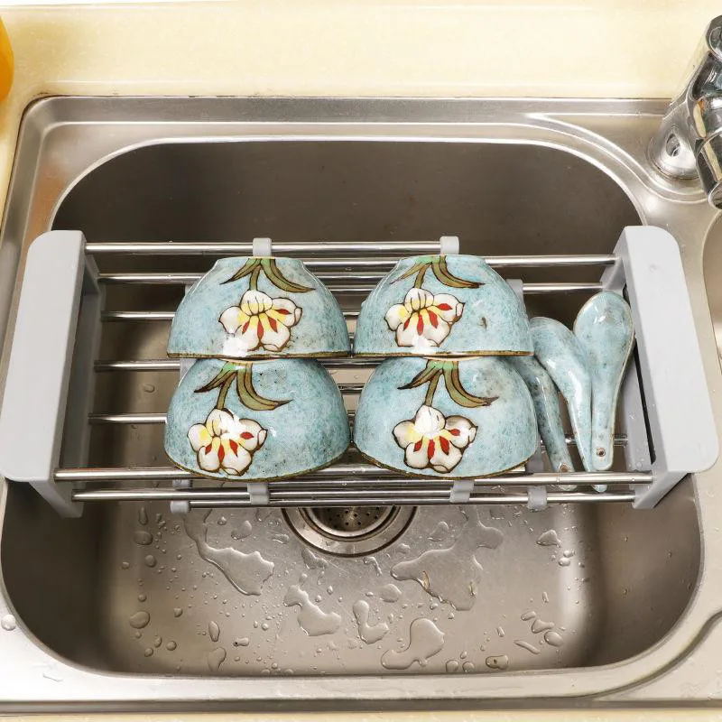 Нержавеющая сталь Регулируемый сушилка для посуды телескопическая фильтрационная сетка Кухня раковина дренаж хранения шкаф-органайзер для кухни