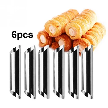 

6pcs/lot Stainless Steel Pastry Cannoli Forms Cake Horn Mold Cannoli Tubes shells Cream Horn Mould Pastry Baking Mold