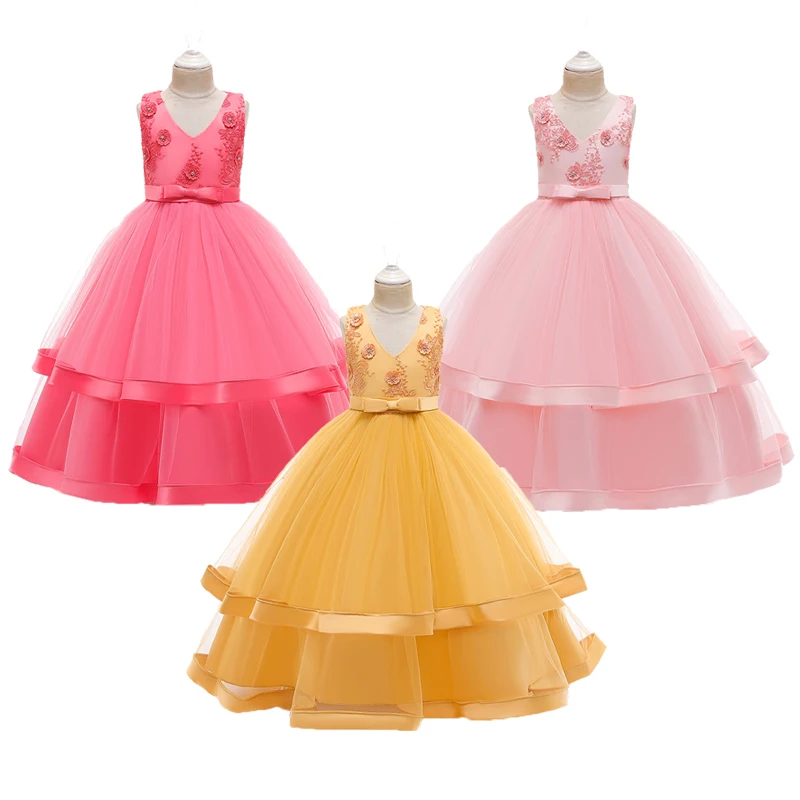 Girls Dresses Elegant Beading Tutu Princess Birthday Dress Kids Applique Prom Designs Ball Gown Teens For Girl Clothes | Детская одежда