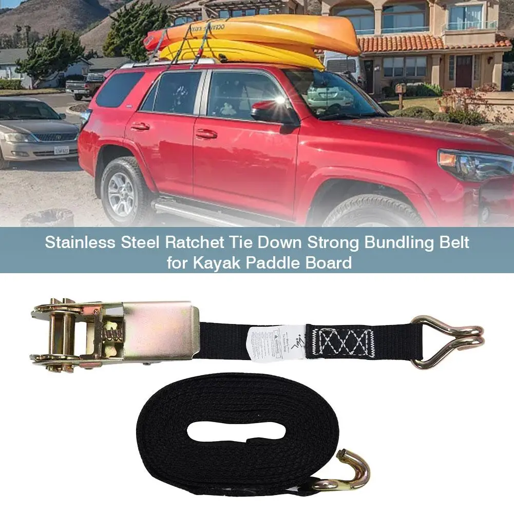 

Stainless Steel Ratchet Tie Down Strong Bundling Belt for Kayak Paddle Board
