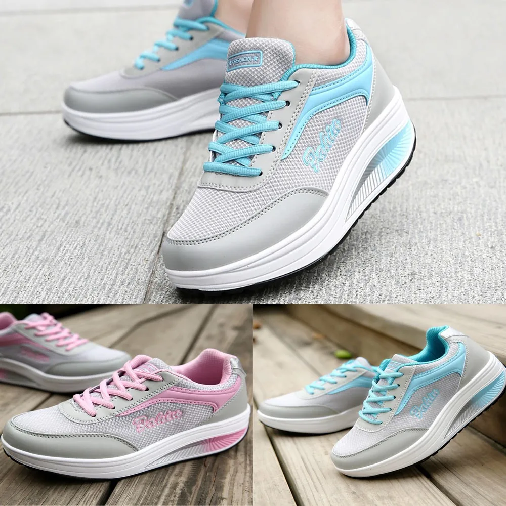 

Fashion Women Mesh Heightening Shoes Soft Bottom Rocking Shoes Sneakers Fashion Female