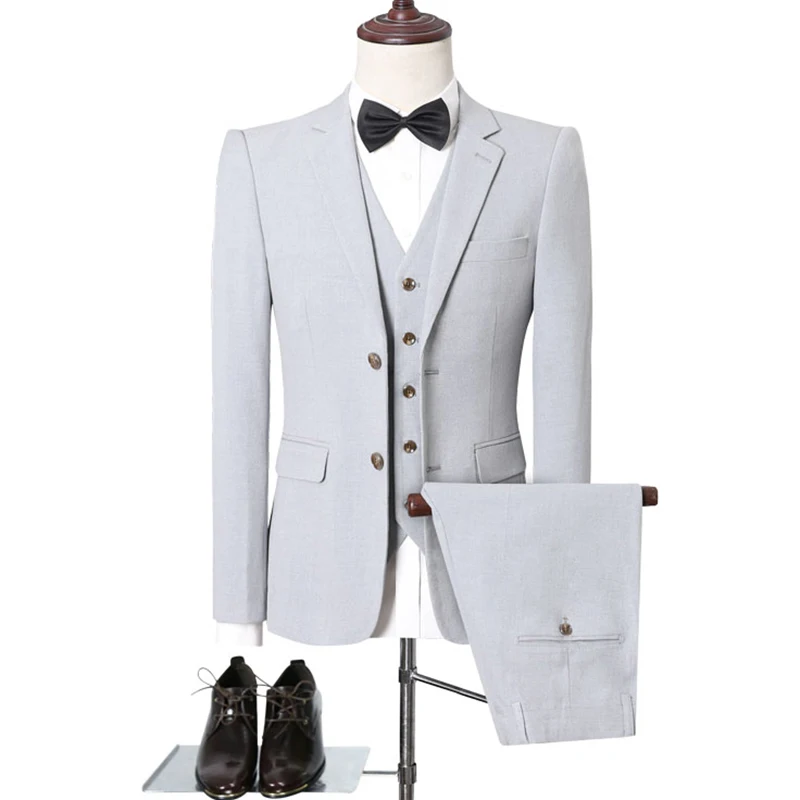 New wedding dress men smart casual suits sets Coat +Trousers +Waistcoat 3 Pieces sets for men Slim Fit Blazers+Pants+Vest sets