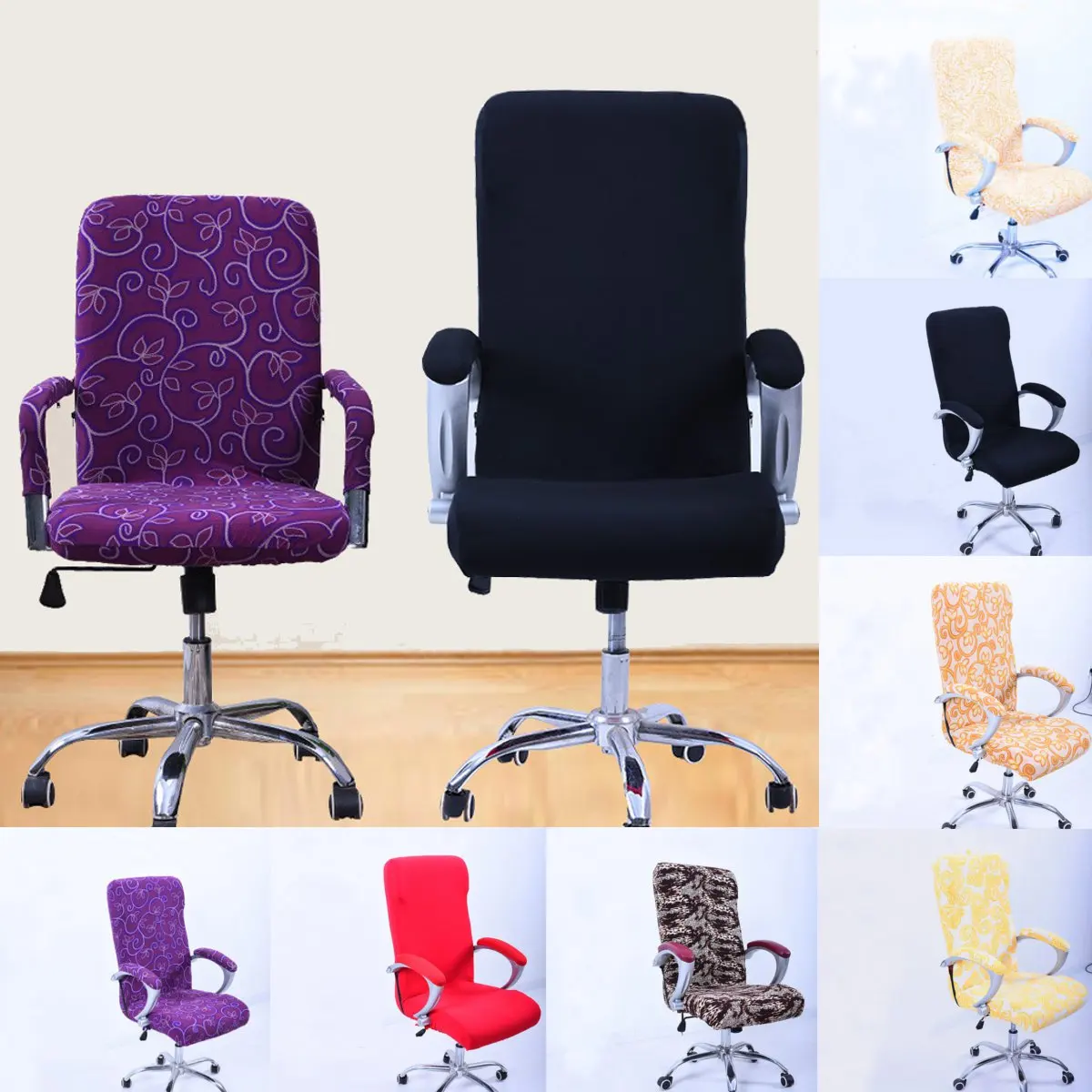 

Elastic Office Computer Chair Cover Side Arm Slipcover Spandex Rotating Lift Dust Cover For Wedding Office Without Chair