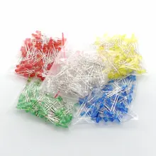 500 шт./лот 3 мм светодиодный набор диодов разных цветов красный зеленый желтый синий белый светодиодный светильник 5 цветов каждый 100 штук