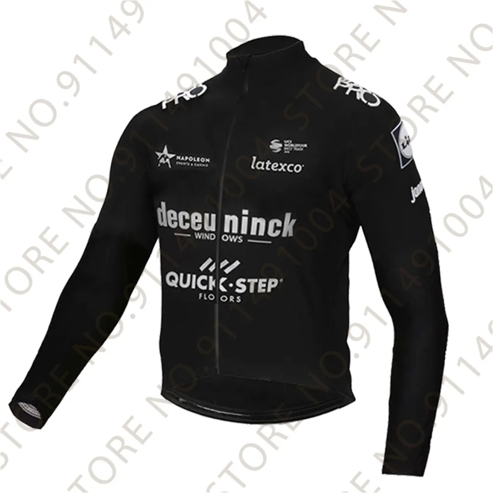 Quick Step 2021 Pro Team ветрозащитная Черная Мужская зимняя веломайка с длинным рукавом