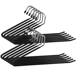 Perchas de Metal para pantalones con extremos abiertos, organizadores deslizantes fáciles, fricción cromada y negra, brazos antideslizantes, juego de 10