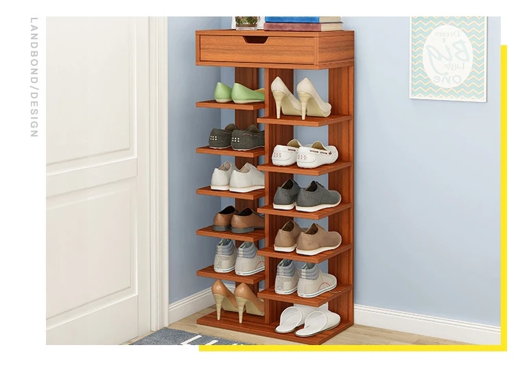 Деревянная стойка для обуви обеспечивает экономию места • укладывается в стопку для хранения полки двери простой экономической шкаф для обуви с выдвижным ящиком для обуви ключевая