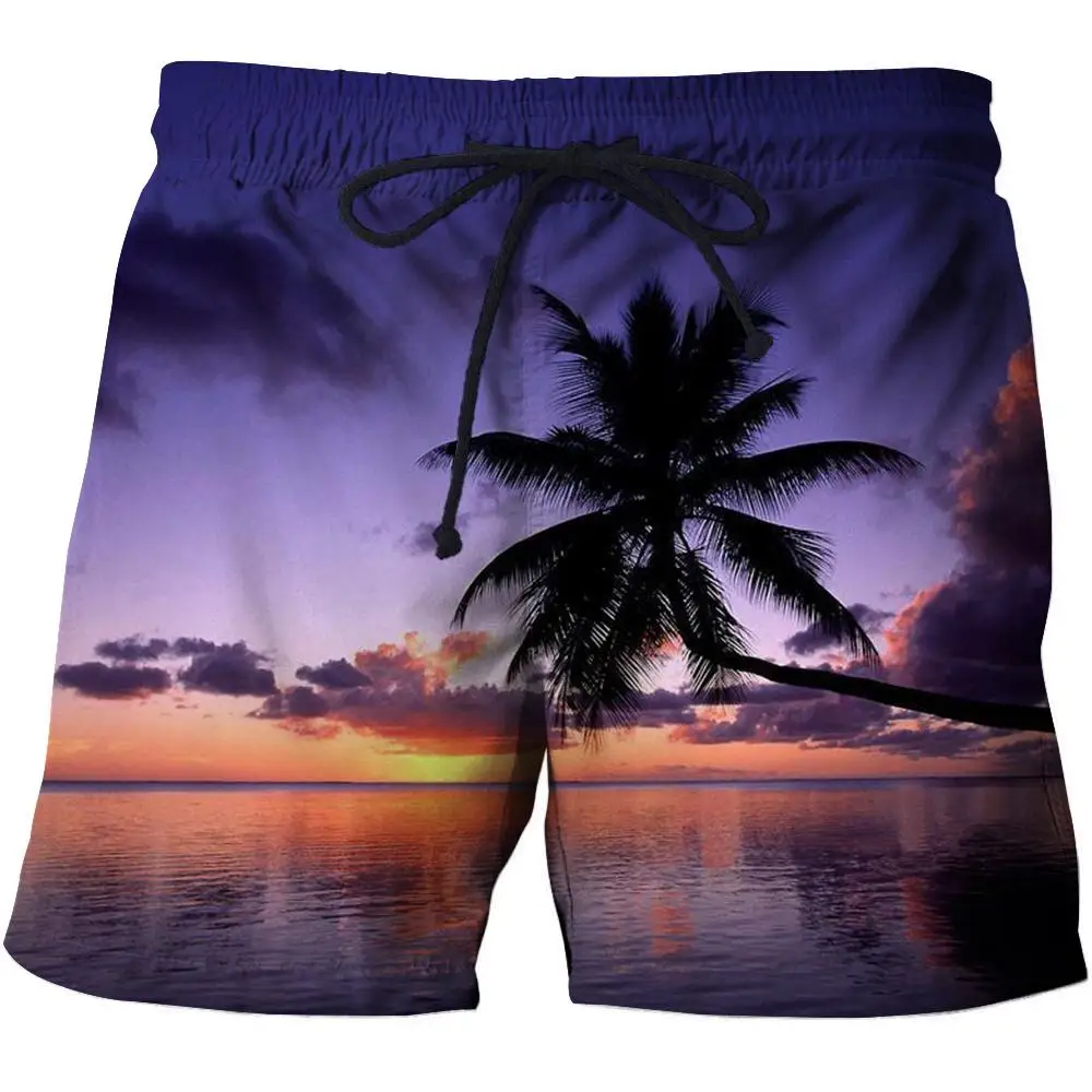 Great Value High quality men's beach pants shorts landscape printed elastic waist sports breathable sweat absorption shorts