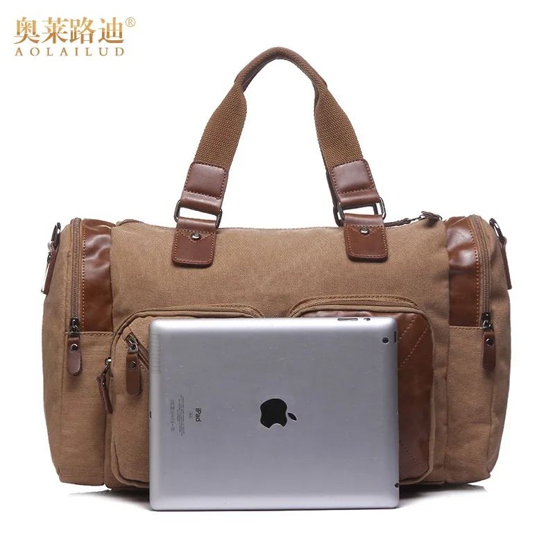 

2019 New Style Europe Retro Trend Zipper Multi-functional Business Travel Canvas Bag Cross Men's Hand Over-the-shoulder Bag