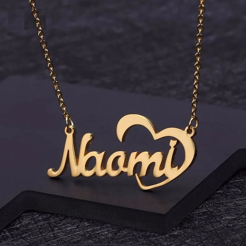 

Stainless Steel Jewelry Handmade Custom Name Neck Chain Personalized Necklaces for Women Gold Heart Statement Choker Bijoux