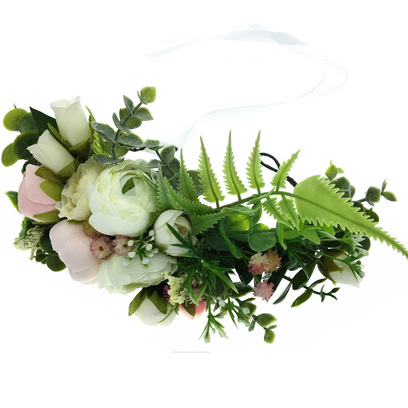 Women Wedding Flower Wreath Crown Festival Headband Women Hair Accessories Headdress Girl Floral Garland Wedding Floral Headwear - 5