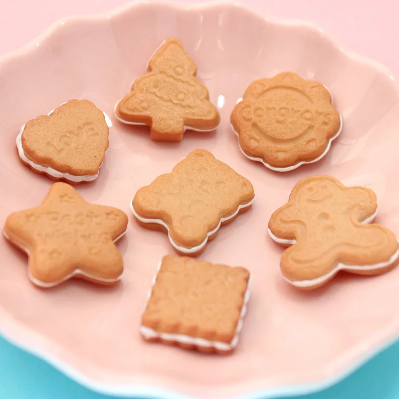5Pcs/lot Resin Bear Biscuits Flat Back Cabochon DIY Craft Decoration Bread Food | Дом и сад