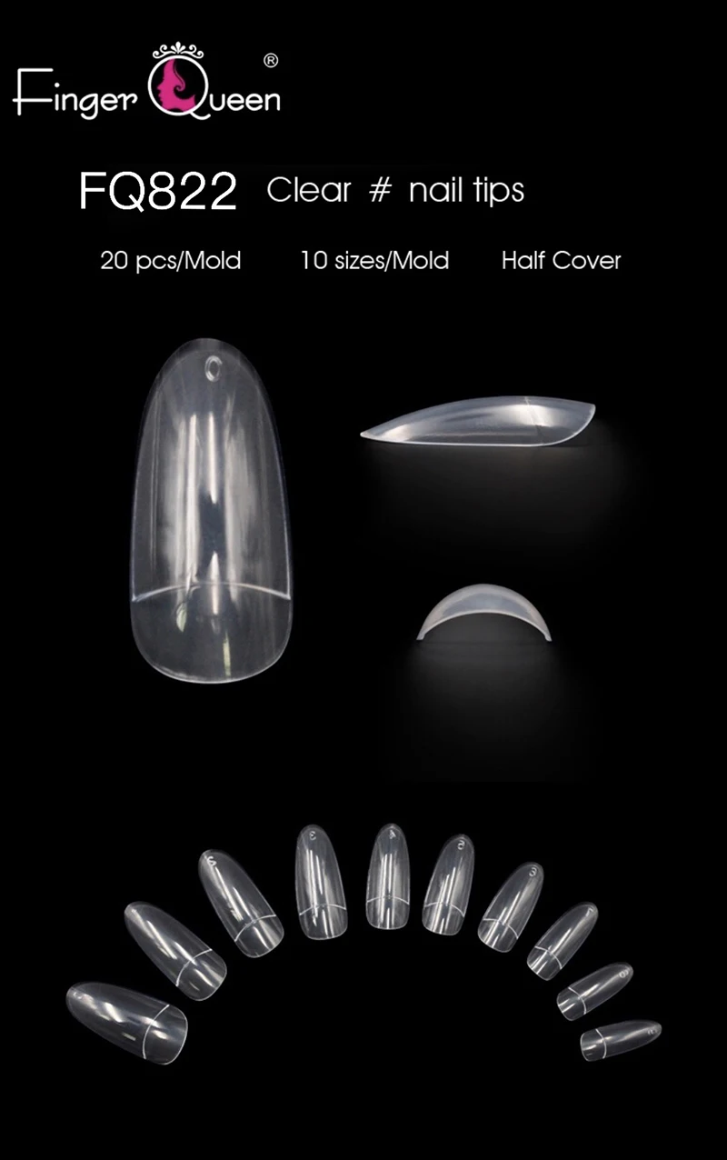 Finger queen 100 шт+ коробка половина покрытия искусственный акрил искусственные ногти накладные ногти, полностью покрывающие для ногтей