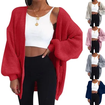 

2020 Autumn Women Sweater Cardigans Oversize V neck Knit Cardigans Girls Outwear Korean Chic Tops sudadera mujer Poncho #1