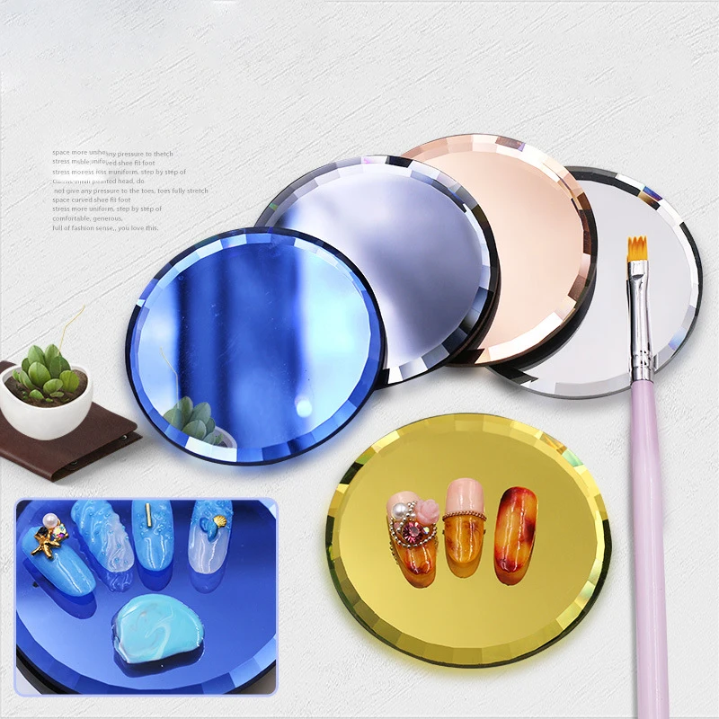 

5 Colors Mirror Glass False Nail Tips Display Board Color Palette Practice Showing Shelf Nail Art Manicure Tools UV Gel Polish