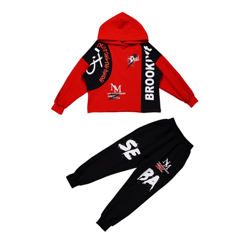 Fall Hip Hop Costume Children's Clothing Set Outfit Boys Long Sleeve Sports Suit Kids Hoodies+ Pants 2 Pcs Set Tracksuit - Цвет: 5