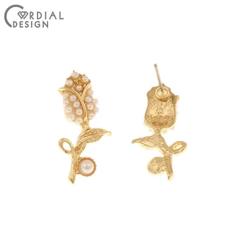 

Cordial Design 50Pcs 12*24MM Jewelry Accessories/Hand Made/Earring Findings/Rose Shape/Imitation Pearl/DIY Making/Earrings Stud