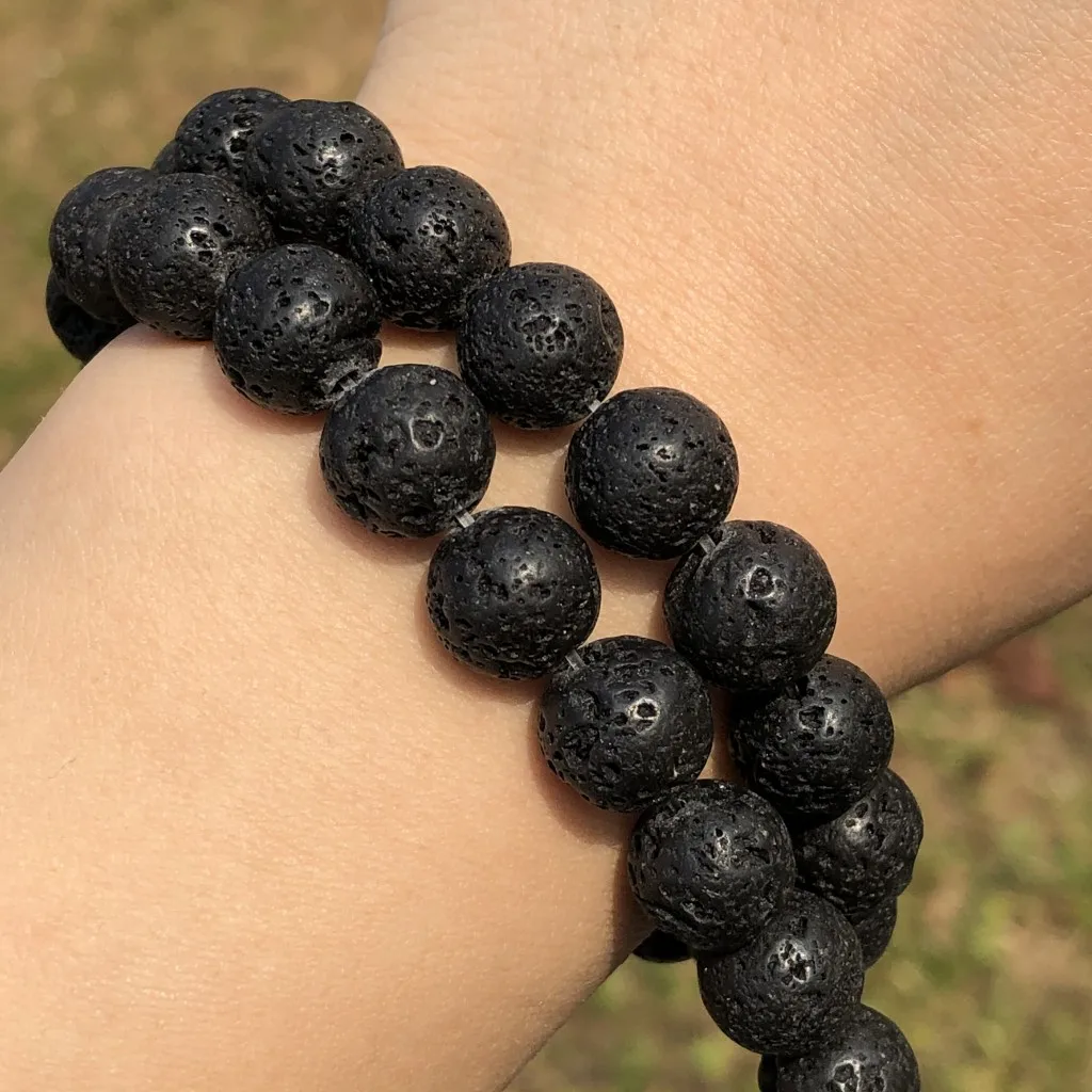 Black Lava Beads Natural Volcanic Rock Stone Beads For Jewelry Making  Handmade DIY Necklace Bracelat 8mm 4/6/10/12mm Loose Bead - AliExpress