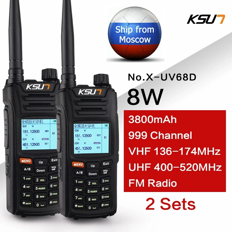 KSUN-Walkie Talkie VHF 136-174MHz y UHF 400-520MHz de banda Dual, Radio bidireccional, banda aérea, transceptor de Radio