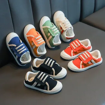 

2020 Autumn New Children Canvas Shoe Student Boys Breathable Spring Fashion Casual Shoe Light Green Solid Flats Sports Shoes