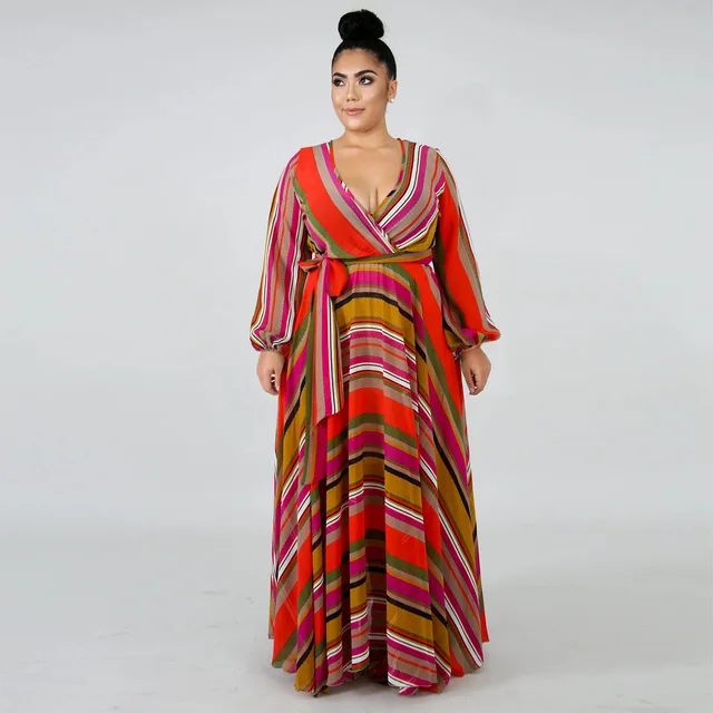 2021 Chiffon Long Sleeve Cross V-Neck Maxi Dress Bohemia Dress Full Plus Size Celebrity/Graduation/Dinner Dress Beach Sundress D5505 Red