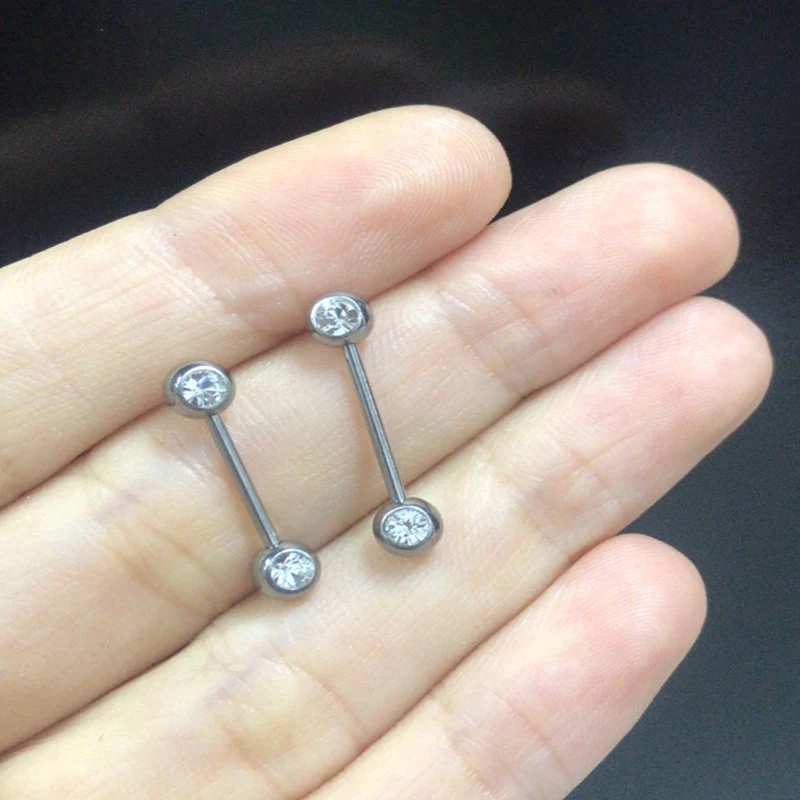 

F136 Titanium Piercing CZ Stones Nipple Piercing Nipple Designs Double Nipple Bars closure Rings Nipple Clips Piercing Jewelry