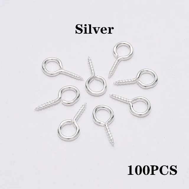 100-200pcs Small Tiny Mini Eye Pins Eyepins Hooks Eyelets Screw Threaded Gold Clasps Hooks Jewelry Findings For Making DIY Silver100