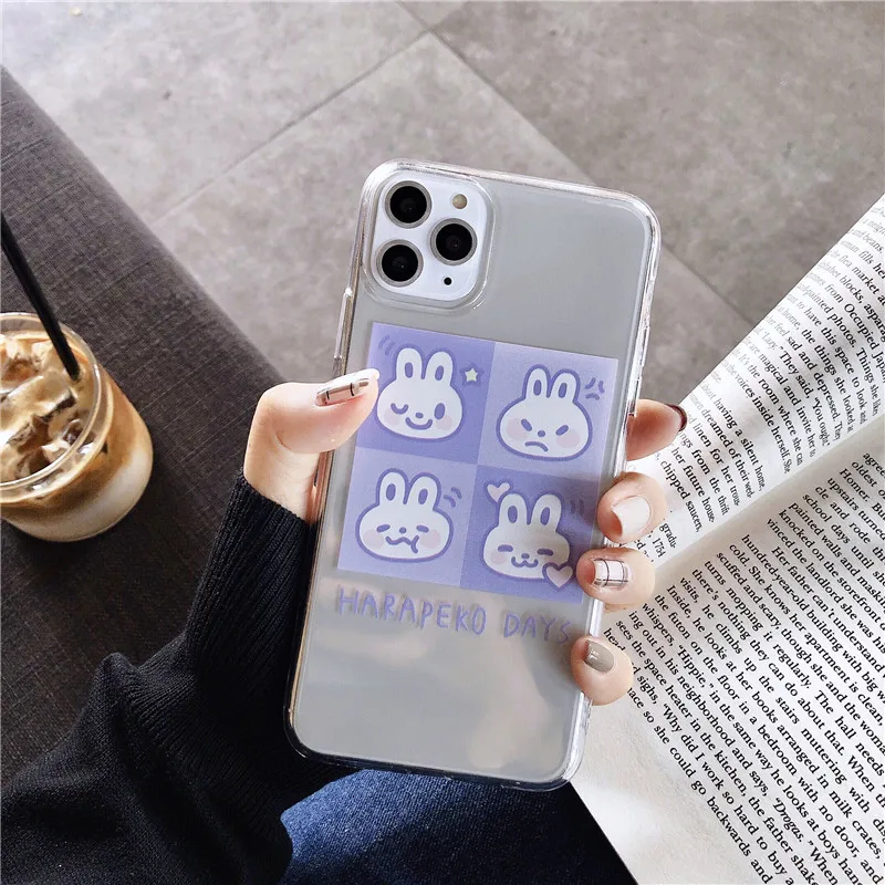 INS корейский милый мультяшный Кролик Медведь чехол для телефона для iphone 11 Pro Xs MAX XR X 6 6s 7 8 plus прозрачный мягкий ТПУ чехол для пары - Цвет: 1