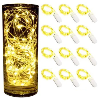 

20 Pcs/lot Copper Led Fairy Lights 2M 20 Leds CR2032 Button Battery Operated LED String Light Xmas Wedding Party Decoration