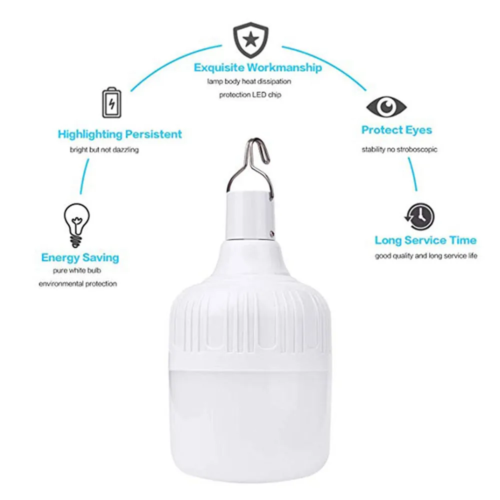 USB Rechargeable Light Bulb For Outdoor Camping 5 Model Dimmable Portable Lanterns Emergency Lights For BBQ Hanging Night Light