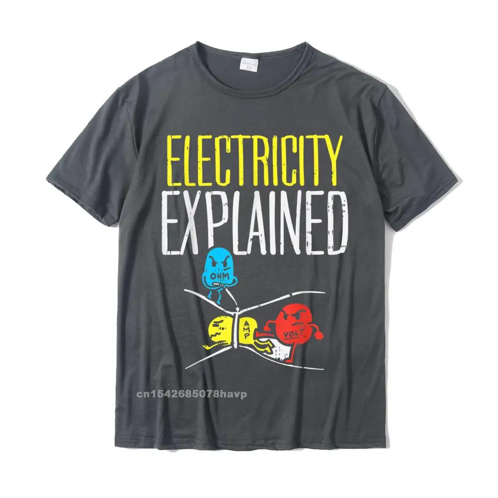  Man T-Shirt Casual Gift Tops T Shirt Cotton Fabric O-Neck Short Sleeve Customized Tops & Tees Fall Free Shipping Electricity Explained Funny Electrician Teacher Nerd Gift T-Shirt__1951. carbon