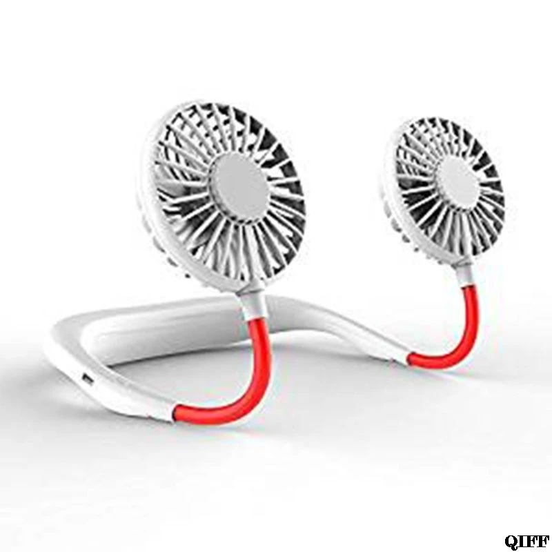 Прямая поставка и Hands-free Шейная лента Hands-Free висячая USB перезаряжаемая двойная вентилятор мини воздушный охладитель летний портативный Aug. 14