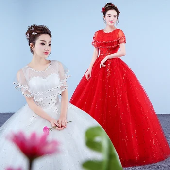 

Red new hot selling cheap ball gown lace up back formal bride dresses wedding dress robe de mariee