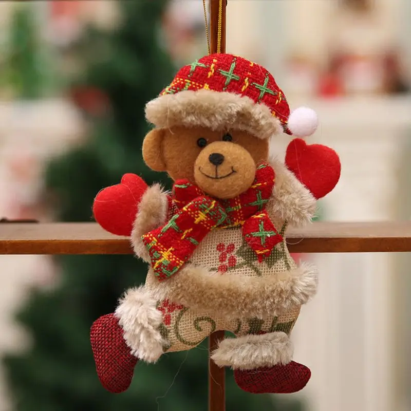 4 шт./компл. Рождественский Танцы Санта Клаус Снеговик Олень Медведь тканевая игрушка мини Висячие украшения подарок Рождественская елка украшения