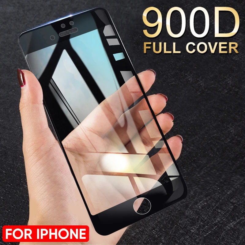 

900D Full Cover Tempered Glass For iPhone 11 Pro Max Glass X XS Max XR 7 Screen Protector Glass On For iPhone 7 6 6S 8 Plus Film