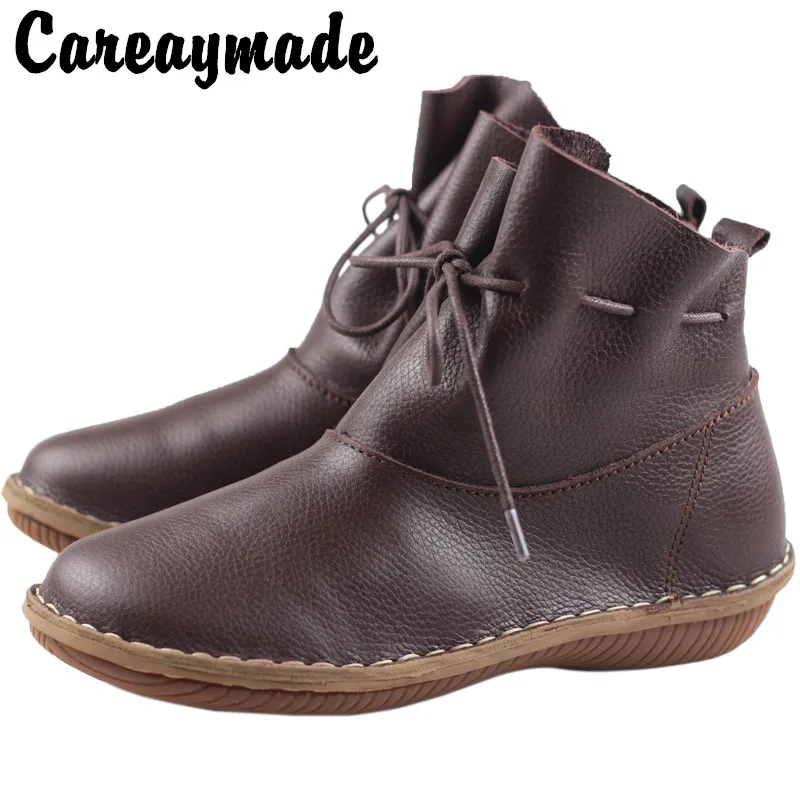 Женские Винтажные ботинки Careaymade из воловьей кожи повседневные короткие ручной
