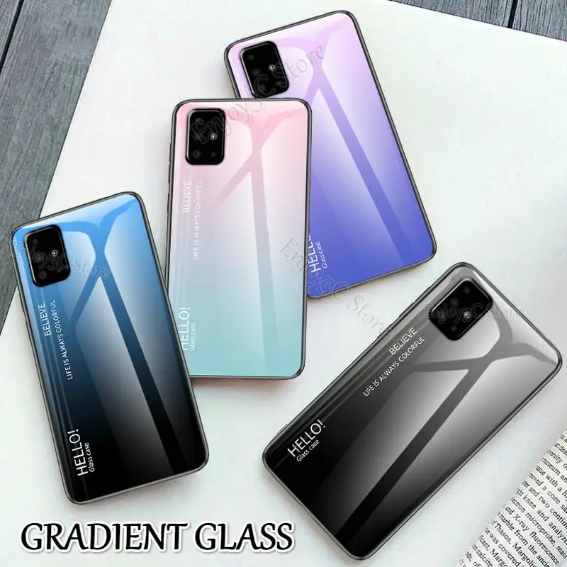 

Gradient Tempered Glass Case For Galaxy A51 Hard Gradient Glass Back Cover For Samsung M30S A30 A50 A70 A6 A8 A7 A9 2018 Coques