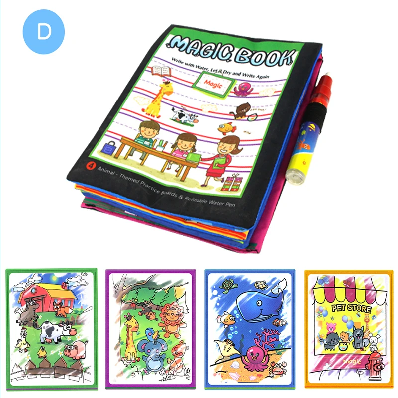 Монтессори раскраска каракули и многоразовая волшебная ручка доска для рисования водная живопись тканевая книга для детей развивающие игрушки на день рождения