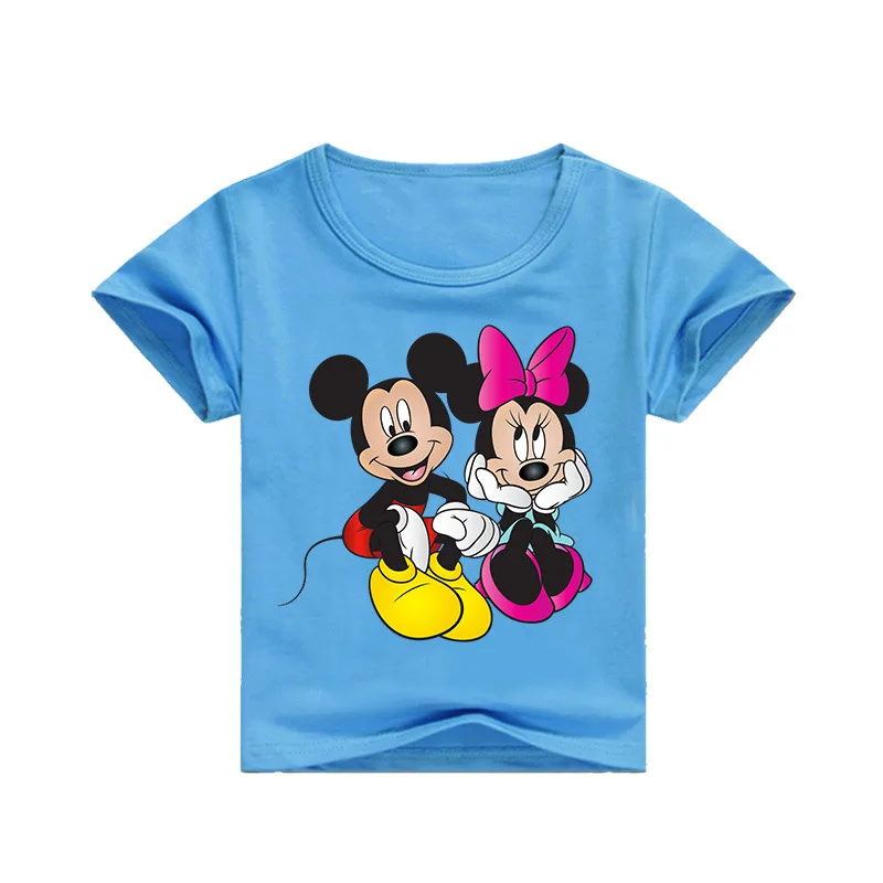Летние хлопковые футболки для маленьких мальчиков детские футболки с короткими рукавами с принтом Микки и Минни топы для девочек, детские футболки, костюмы