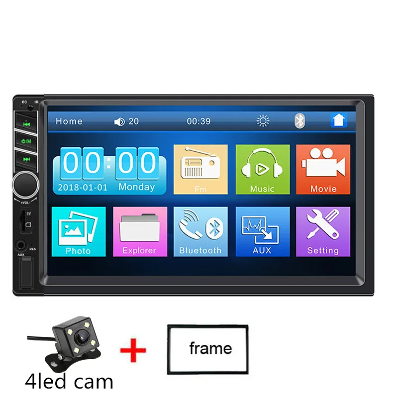 with 4led frame Двойной 2Din HD 7 дюймов Автомобильный стерео MP5 плеер FM Радио Bluetooth 4,0 AUX диск TF Авторадио+ камуфляж Android и IOS вход - Цвет: with 4led frame