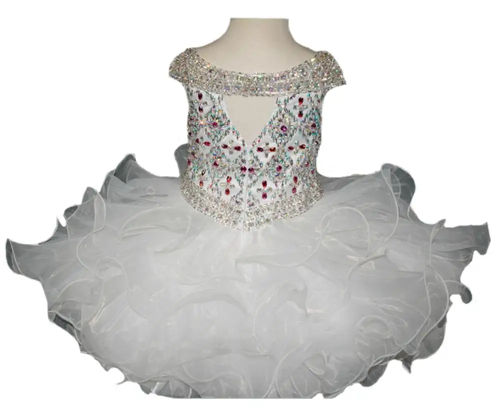 Новые пышные Детские платья с бисером и кристаллами для маленьких детей, детские короткие платья с блестками для первого причастия для маленьких девочек
