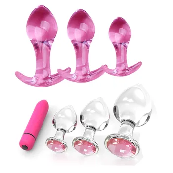 Vagina Jewelry Anal Plug Glass Dildo Ass Diamond Prostate Vibrator For Men Women Sex Toys Mini Vibrator Crystal Butt Plug 1