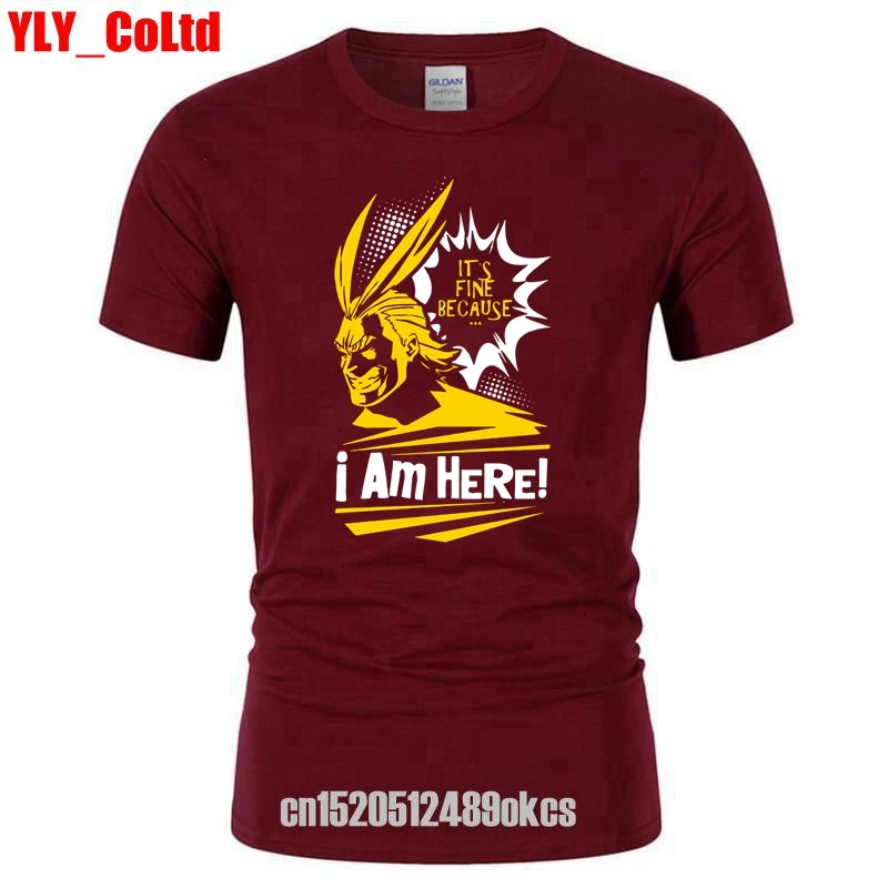 Я здесь! Мужская футболка с надписью My Hero academic-All Might футболки отличного дизайна