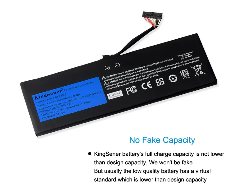 Bateria do Portátil para Msi Gs40 Gs43 Gs43vr 6re Gs40 6qe 2icp5 73 952 Ms14a3 Ms-14a1 7.6v 8060mah Ferramentas Gratuitas Kingsener-bty-m47 - Imagem 3