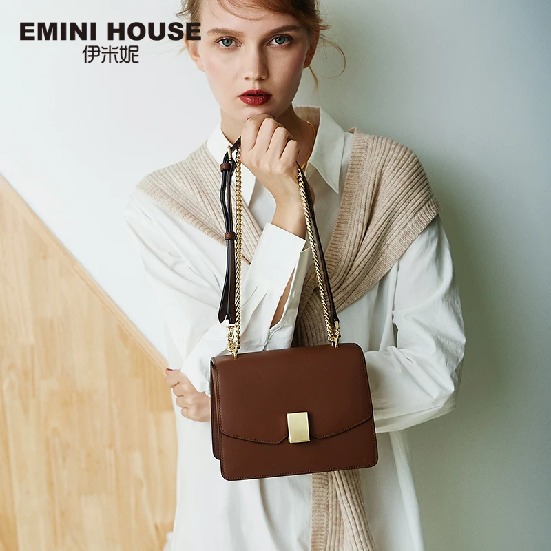 Сумка цепочка с замком EMINI HOUSE женская сумка через плечо из спилка роскошные