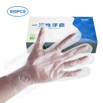 

500Pcs Transparent Disposable Gloves Powder Free Gloves PET Gloves Thickened Medical Grade Gloves Kitchen Accessories