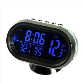 

Car Thermometer Digital Clock Automobile Clock LED Lighted Auto Dual Temperature Gauge Voltmeter Voltage Tester