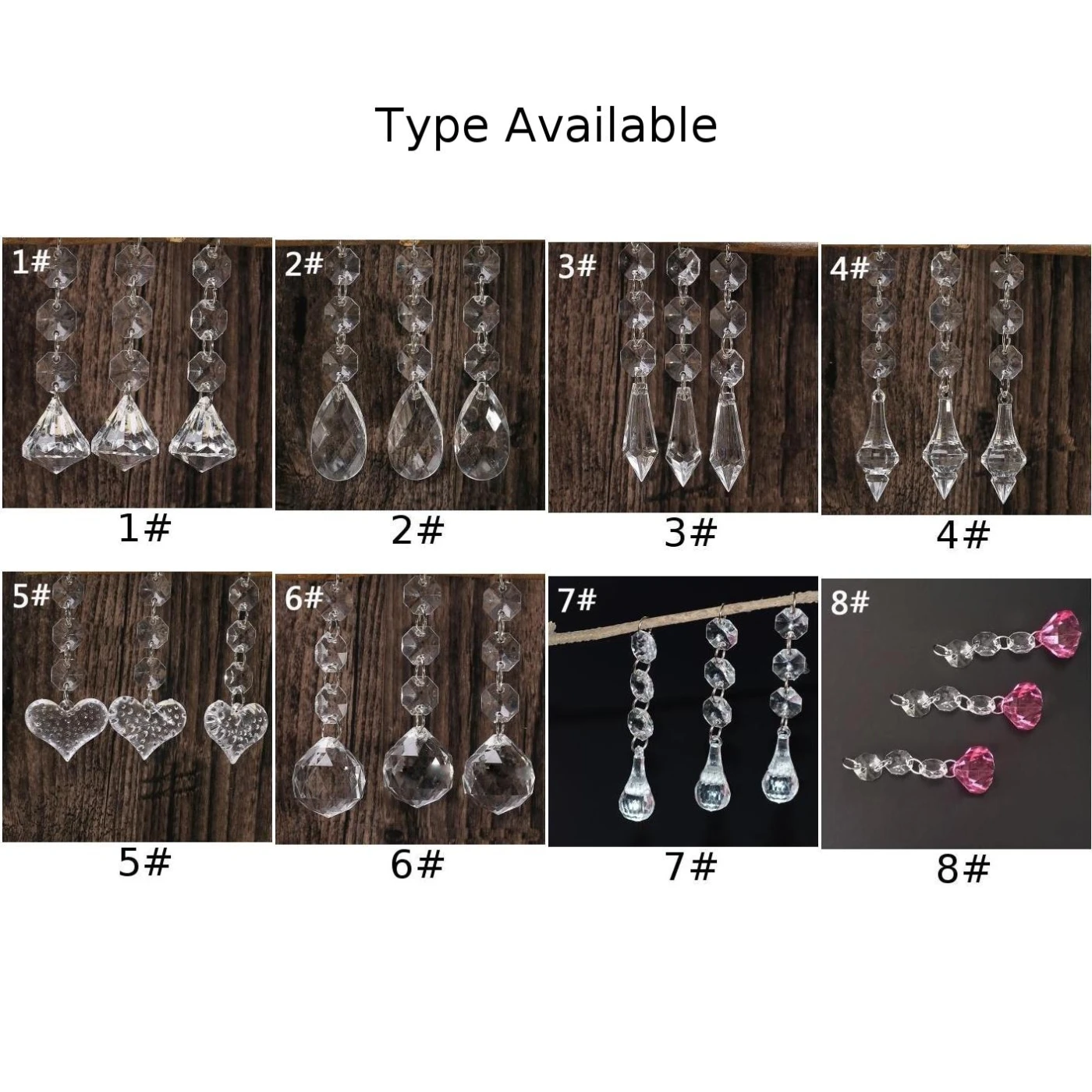 

10pcs Acrylic Crystal Diamond Beads Chandelier Hang Wedding Party Curtain Decor Garland Party Holiday DIY Decorations