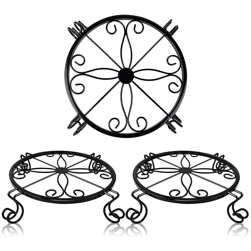 3 Pack Metal Plant Stands for Flower Pot Heavy Duty Potted Holder Indoor Outdoor Rustproof Iron Garden Container | Мебель